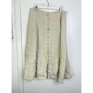 J Jill Skirt Womens Large Linen Button Front Cottagecore Lagenlook Modest Lined